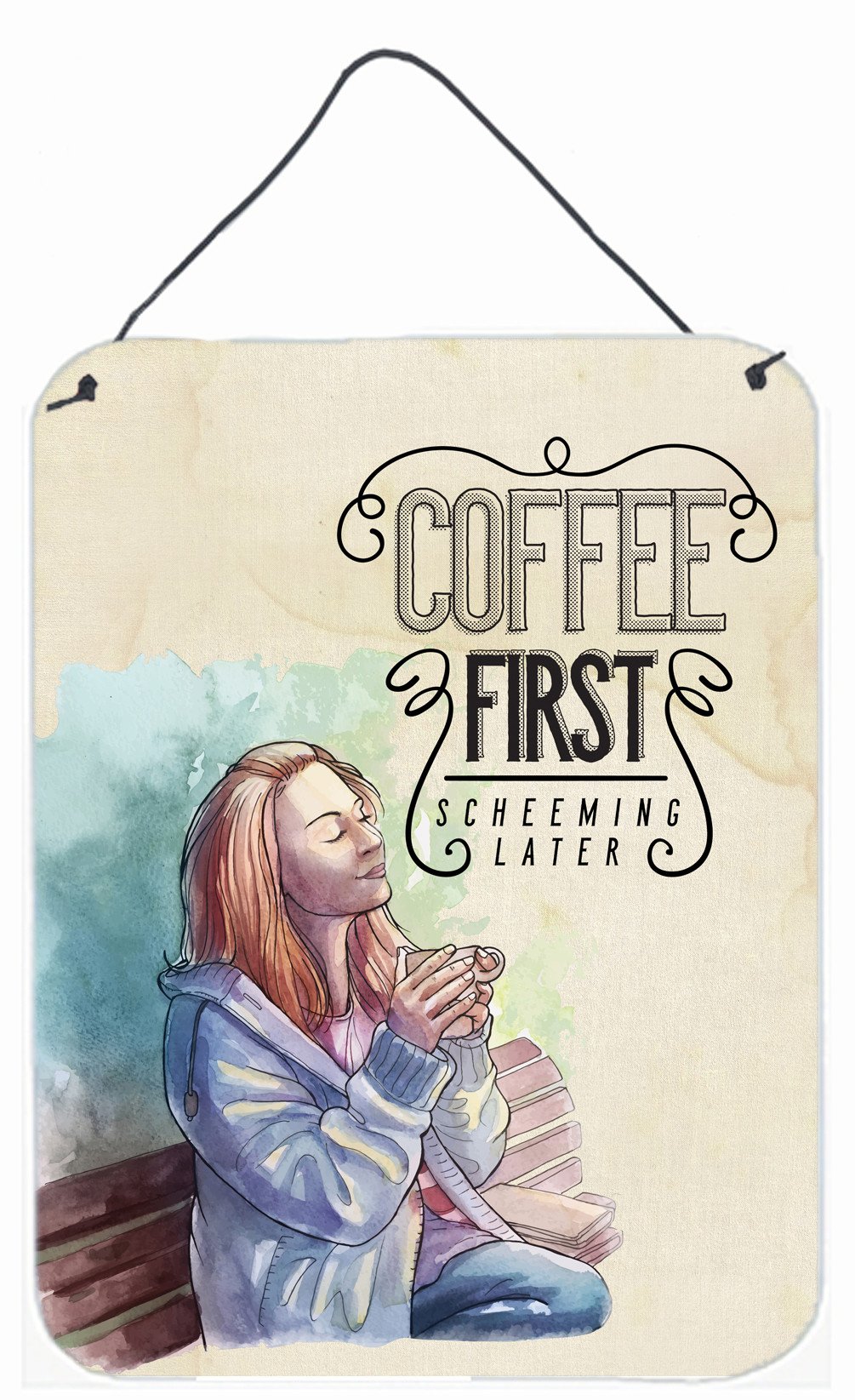 Coffee First Sign Wall or Door Hanging Prints BB5403DS1216 by Caroline&#39;s Treasures