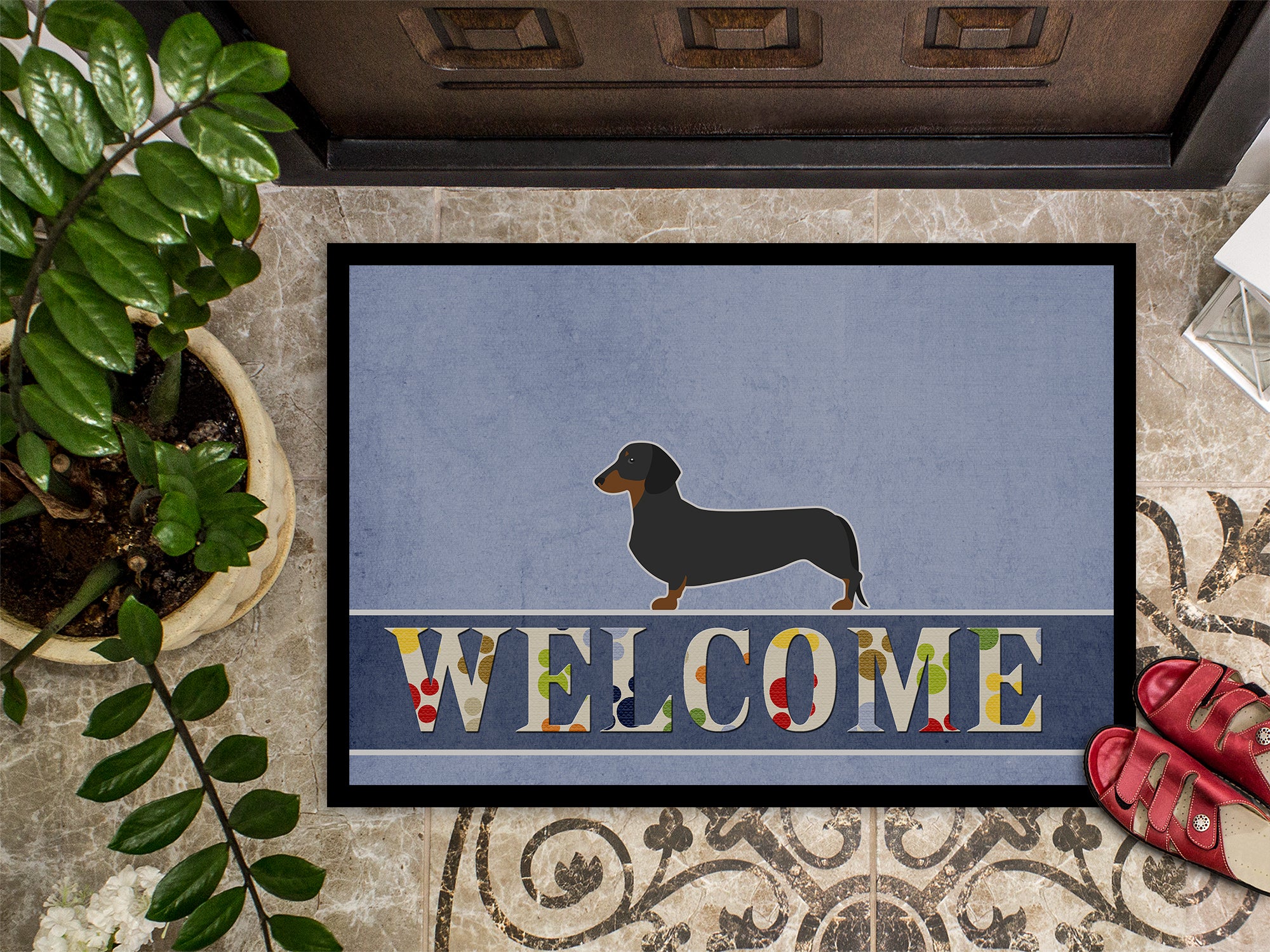 Dachshund Welcome Indoor or Outdoor Mat 18x27 BB5486MAT - the-store.com