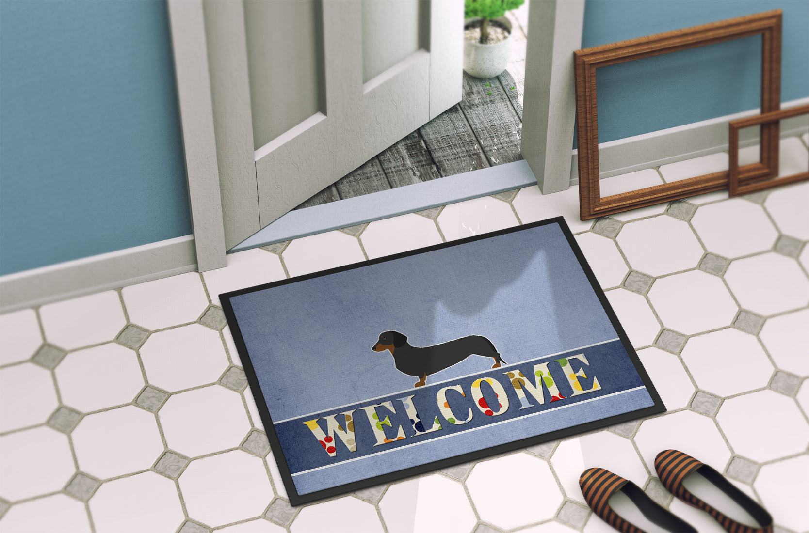 Dachshund Welcome Indoor or Outdoor Mat 18x27 BB5486MAT - the-store.com