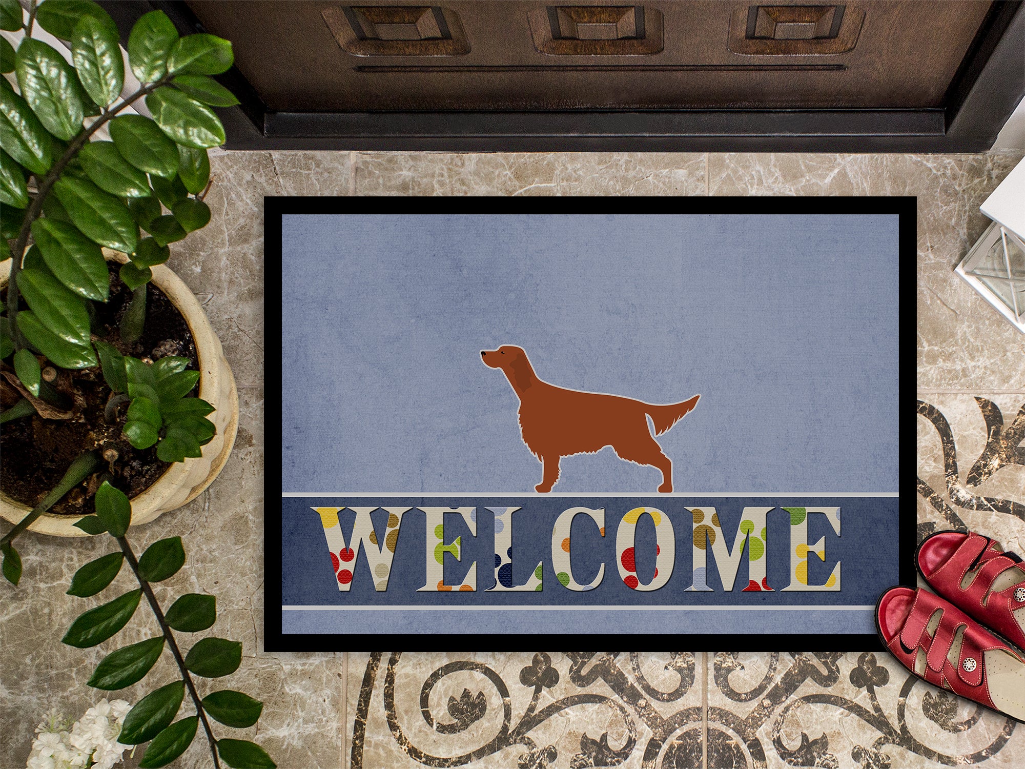 Irish Setter Welcome Indoor or Outdoor Mat 18x27 BB5497MAT - the-store.com