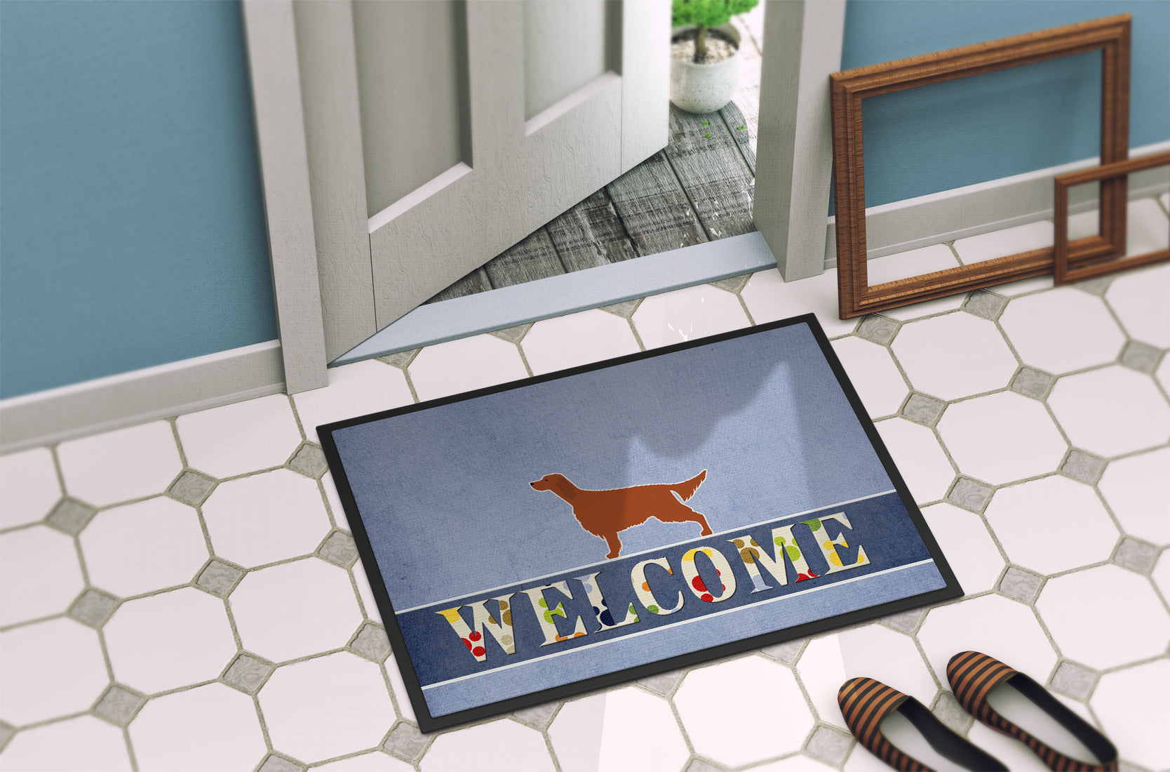 Irish Setter Welcome Indoor or Outdoor Mat 18x27 BB5497MAT - the-store.com