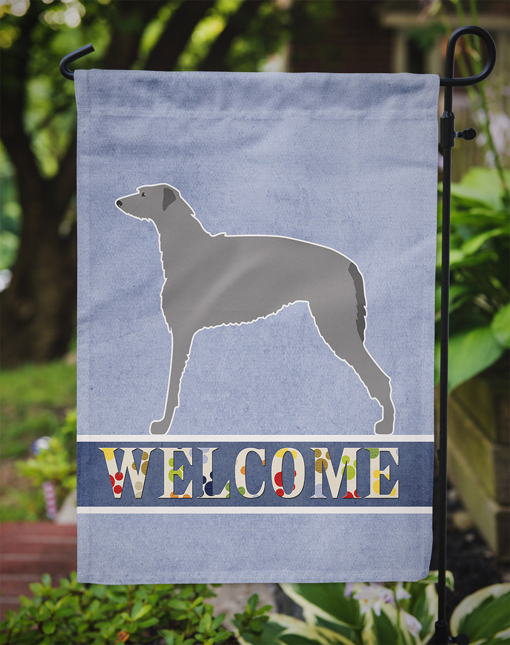 Scottish Deerhound Welcome Flag Garden Size BB5500GF  the-store.com.