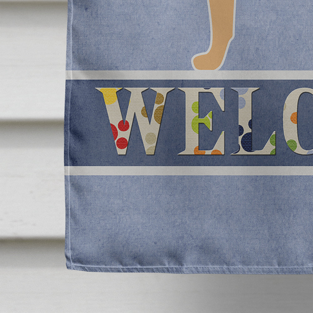 Yellow Labrador Retriever Welcome Flag Canvas House Size BB5501CHF  the-store.com.