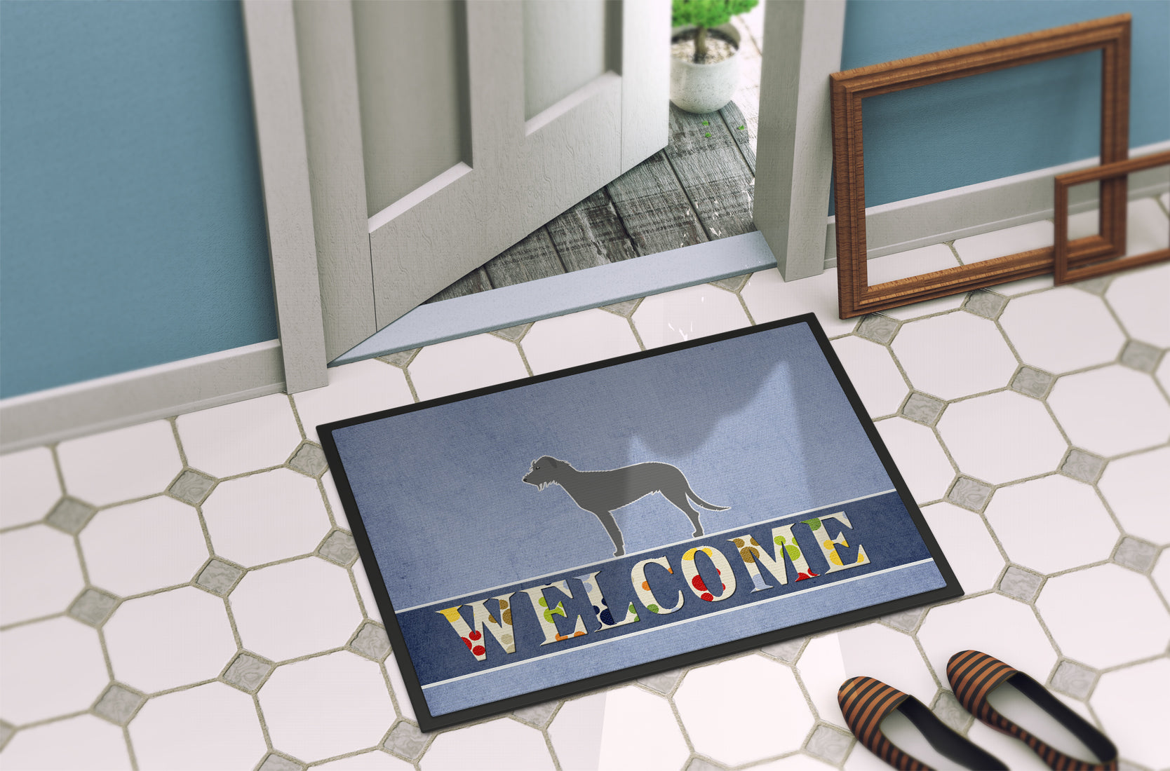 Irish Wolfhound Welcome Indoor or Outdoor Mat 18x27 BB5507MAT - the-store.com