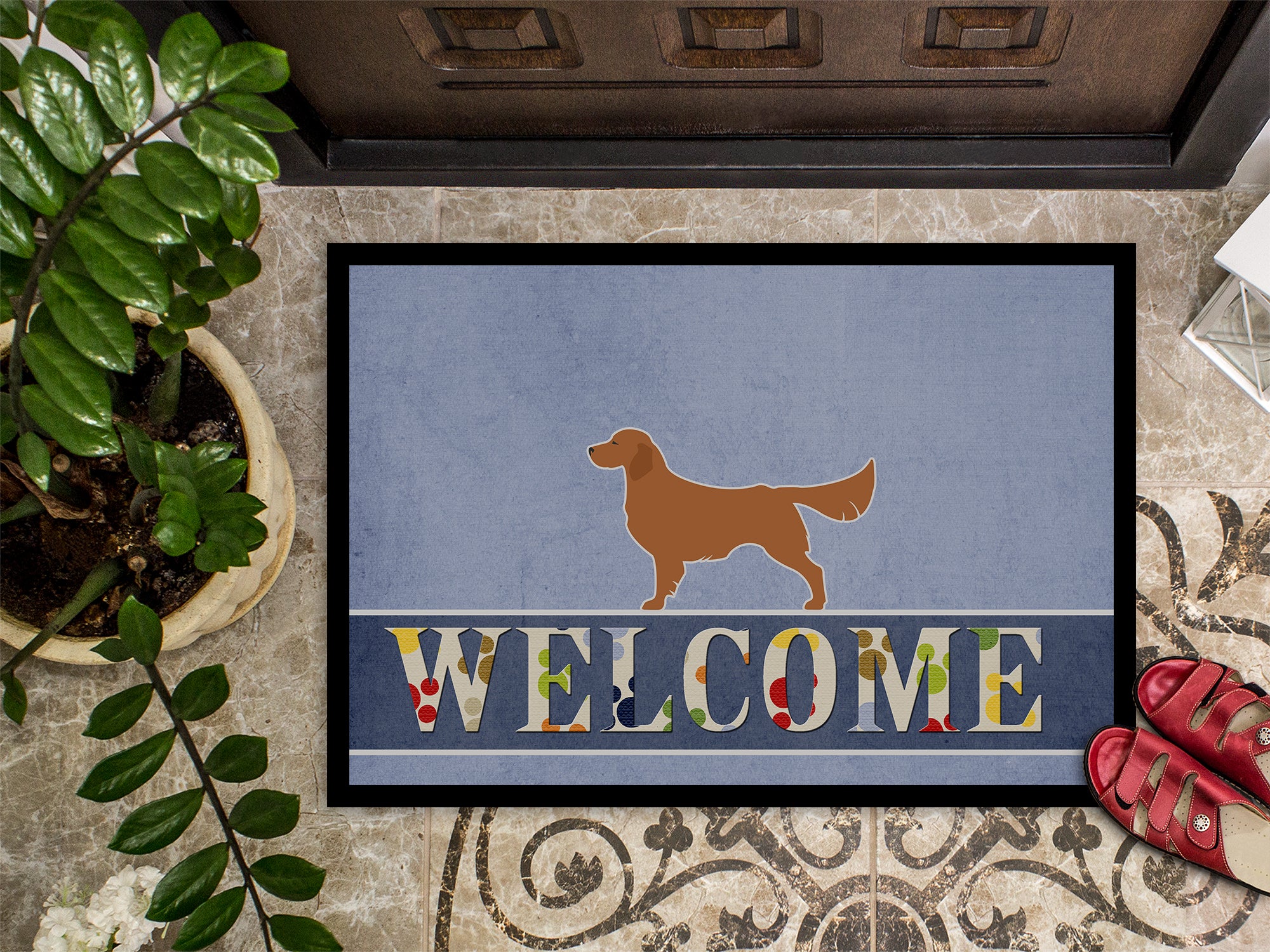 Golden Retriever Welcome Indoor or Outdoor Mat 18x27 BB5508MAT - the-store.com