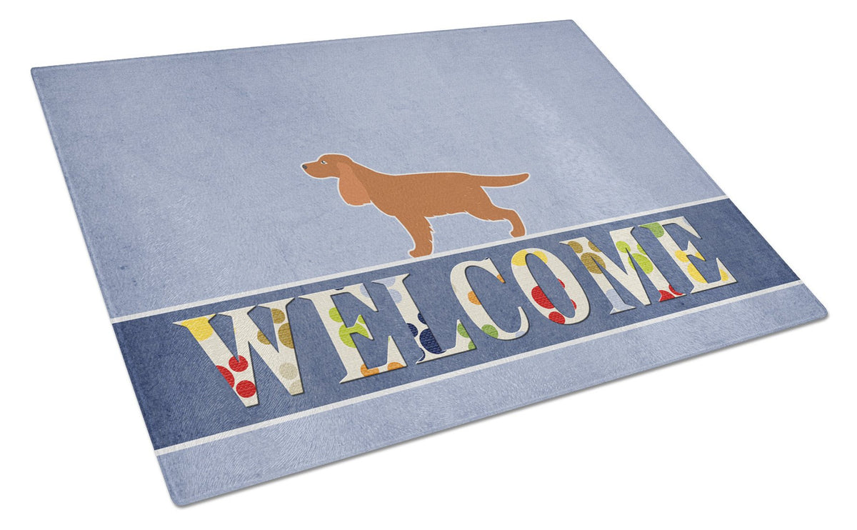 English Cocker Spaniel Welcome Glass Cutting Board Large BB5516LCB by Caroline&#39;s Treasures