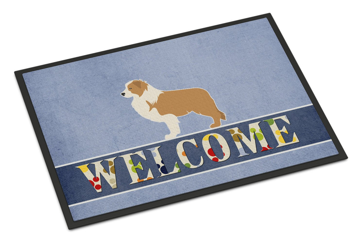 Red Border Collie Welcome Indoor or Outdoor Mat 24x36 BB5526JMAT by Caroline&#39;s Treasures