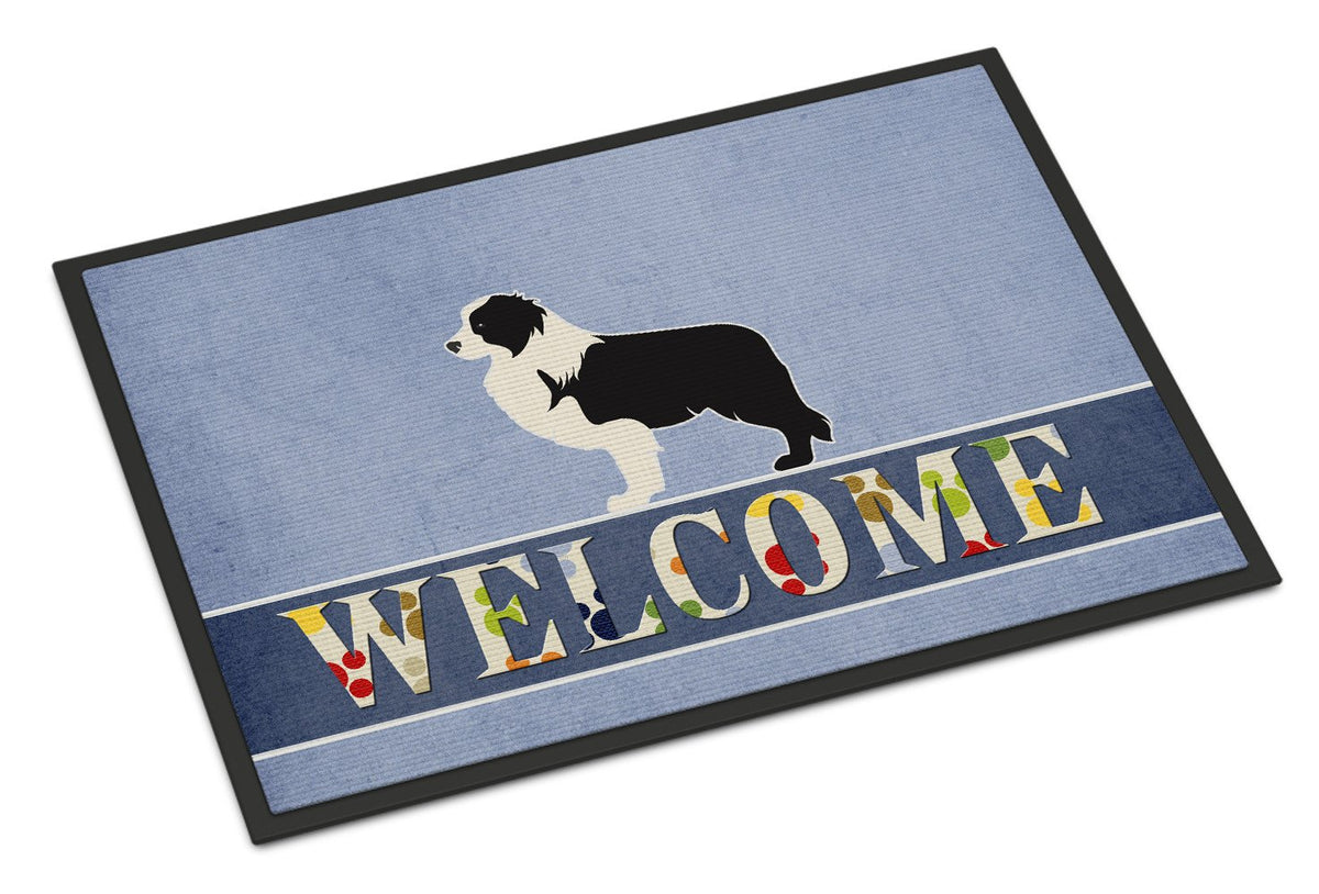 Black Border Collie Welcome Indoor or Outdoor Mat 24x36 BB5527JMAT by Caroline&#39;s Treasures