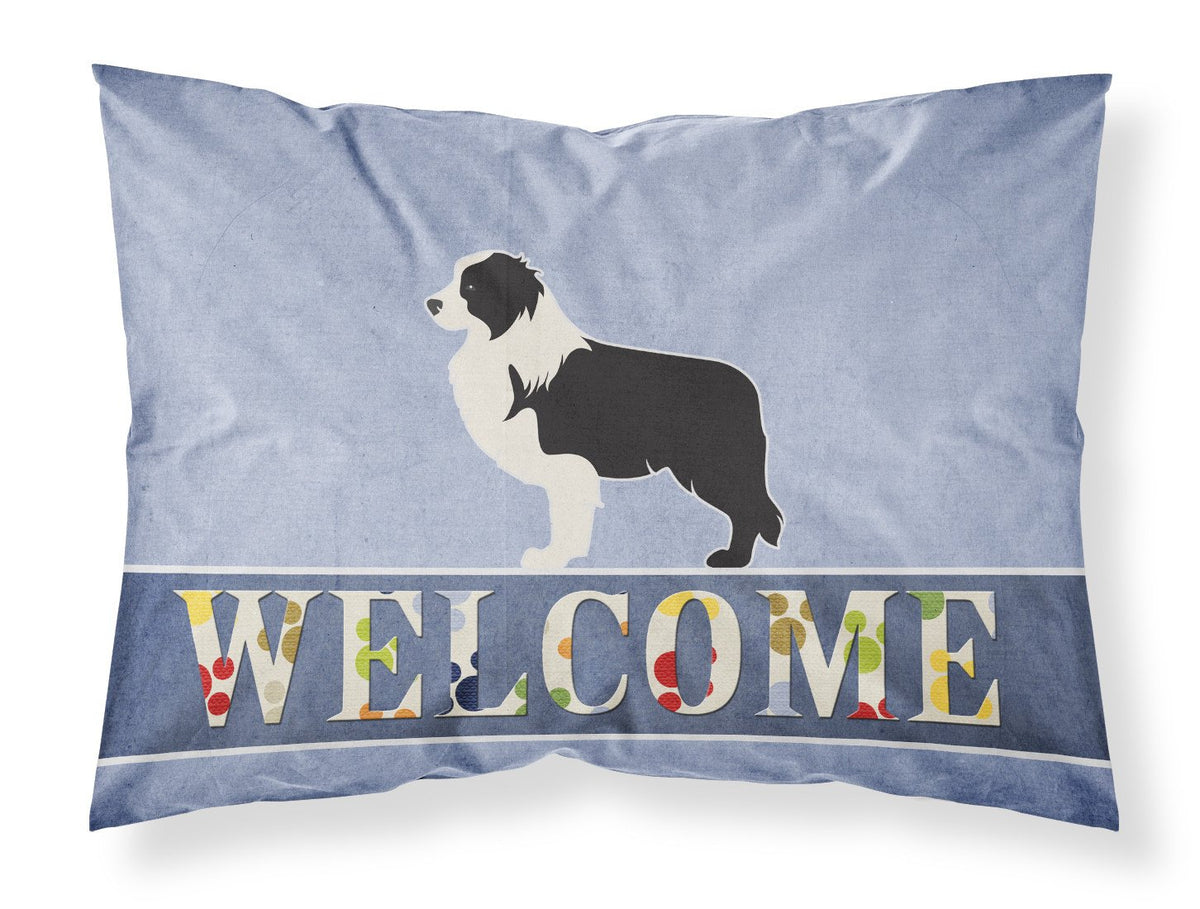 Black Border Collie Welcome Fabric Standard Pillowcase BB5527PILLOWCASE by Caroline&#39;s Treasures