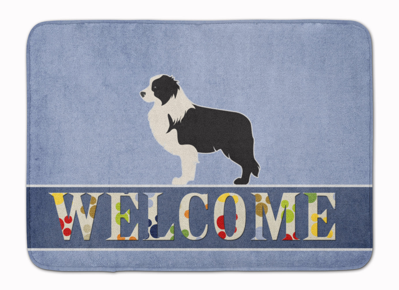 Black Border Collie Welcome Machine Washable Memory Foam Mat BB5527RUG - the-store.com