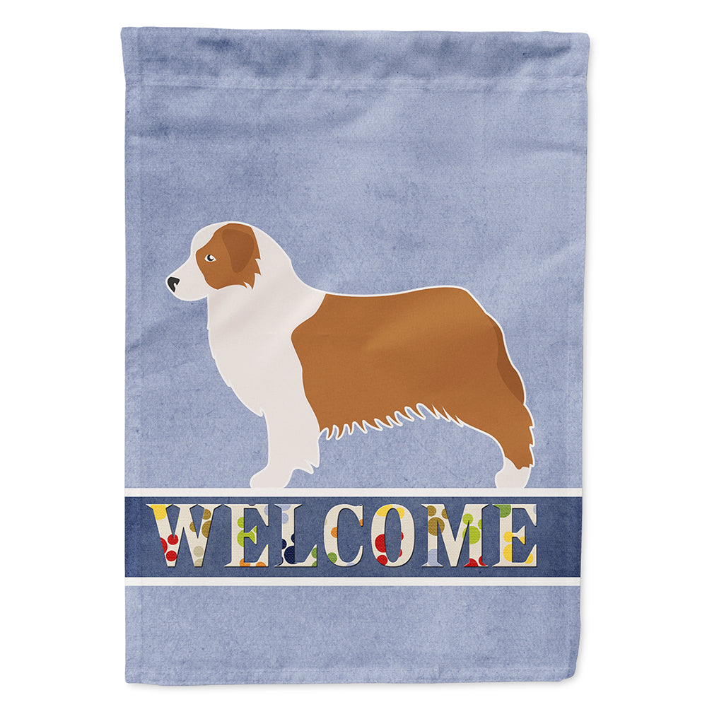 Australian Shepherd Dog Welcome Flag Canvas House Size BB5537CHF  the-store.com.