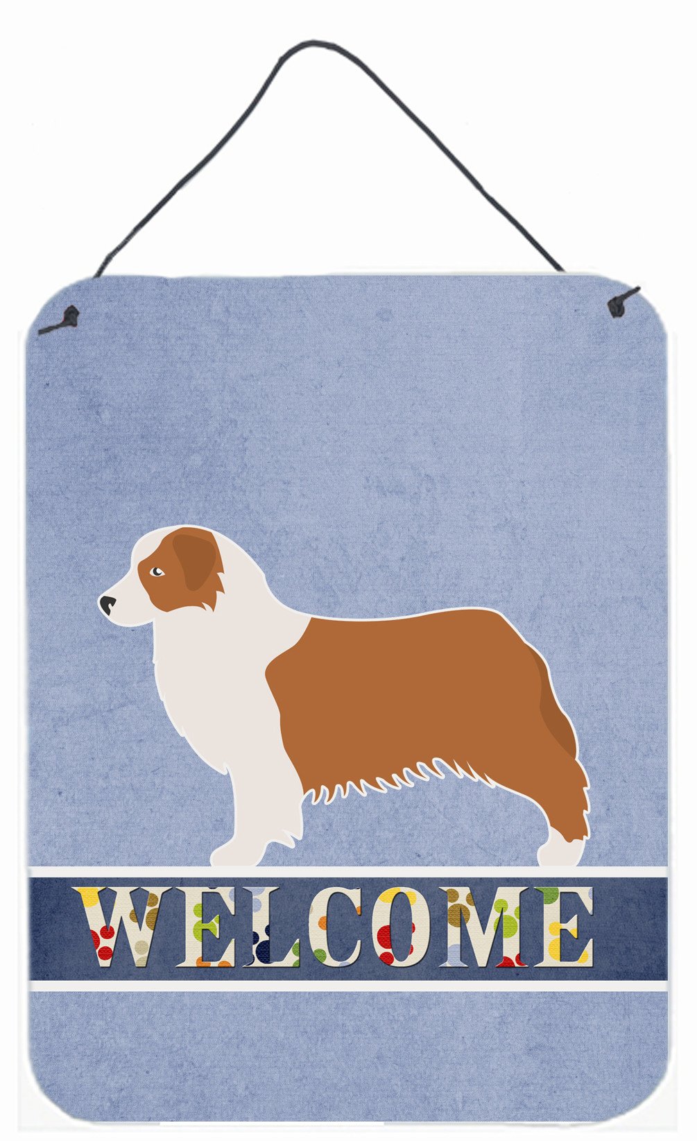 Australian Shepherd Dog Welcome Wall or Door Hanging Prints BB5537DS1216 by Caroline's Treasures