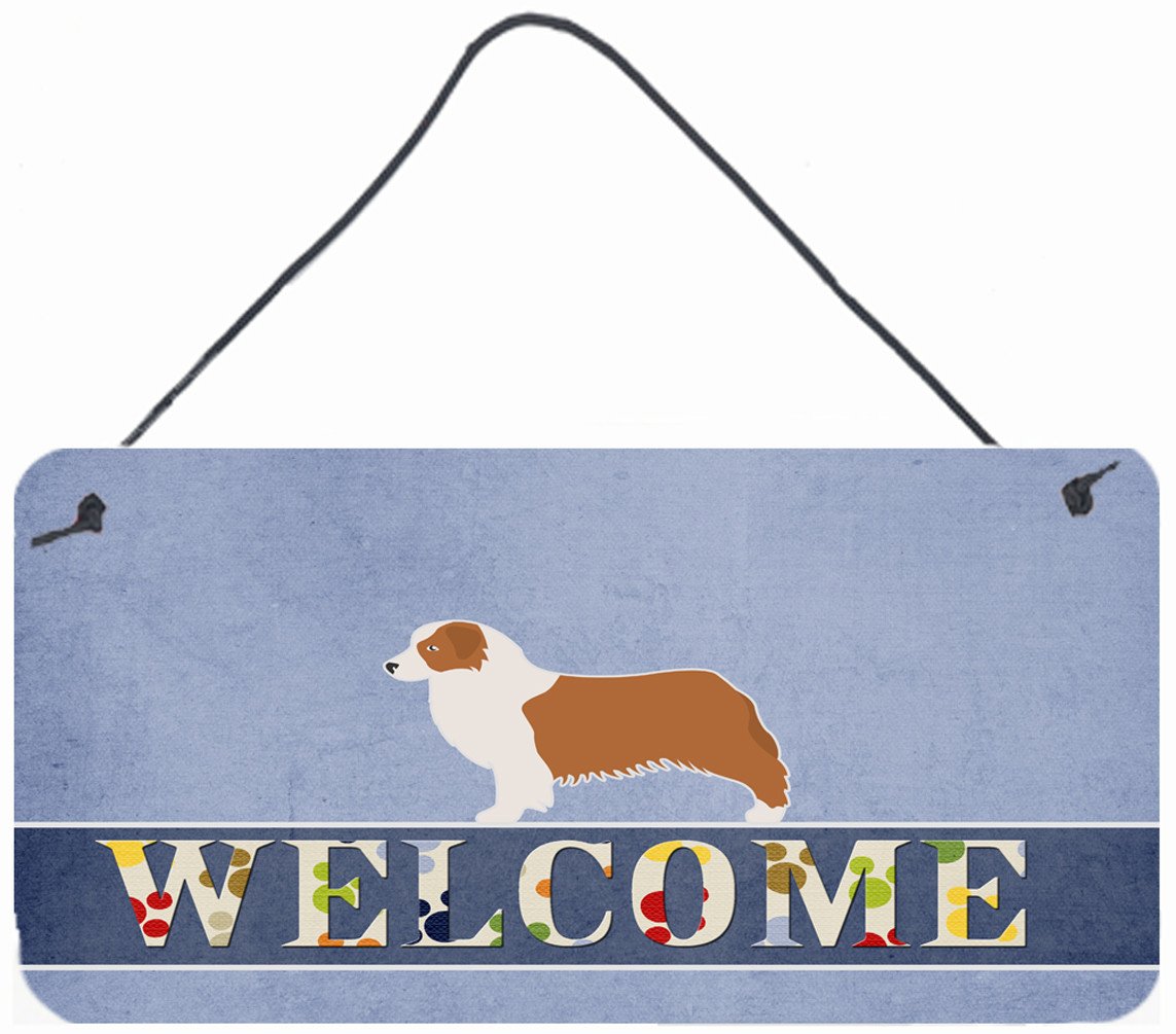 Australian Shepherd Dog Welcome Wall or Door Hanging Prints BB5537DS812 by Caroline&#39;s Treasures