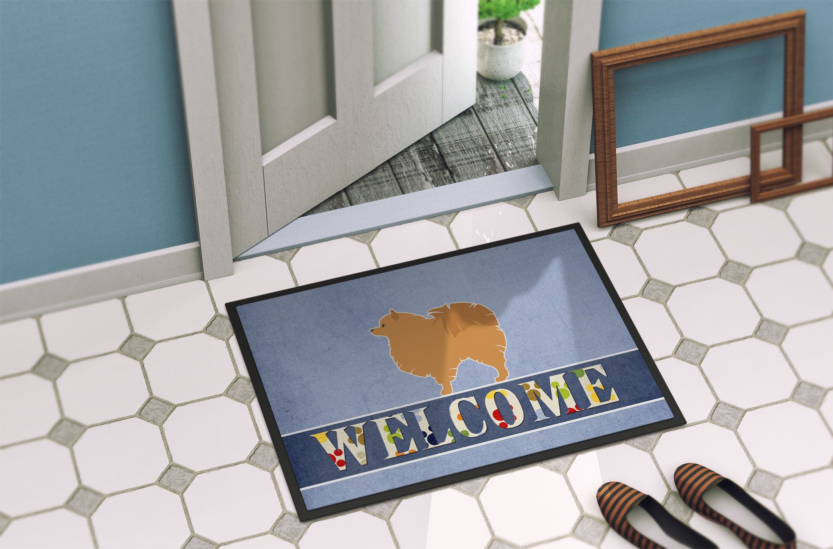 Pomeranian Welcome Indoor or Outdoor Mat 24x36 BB5546JMAT by Caroline's Treasures