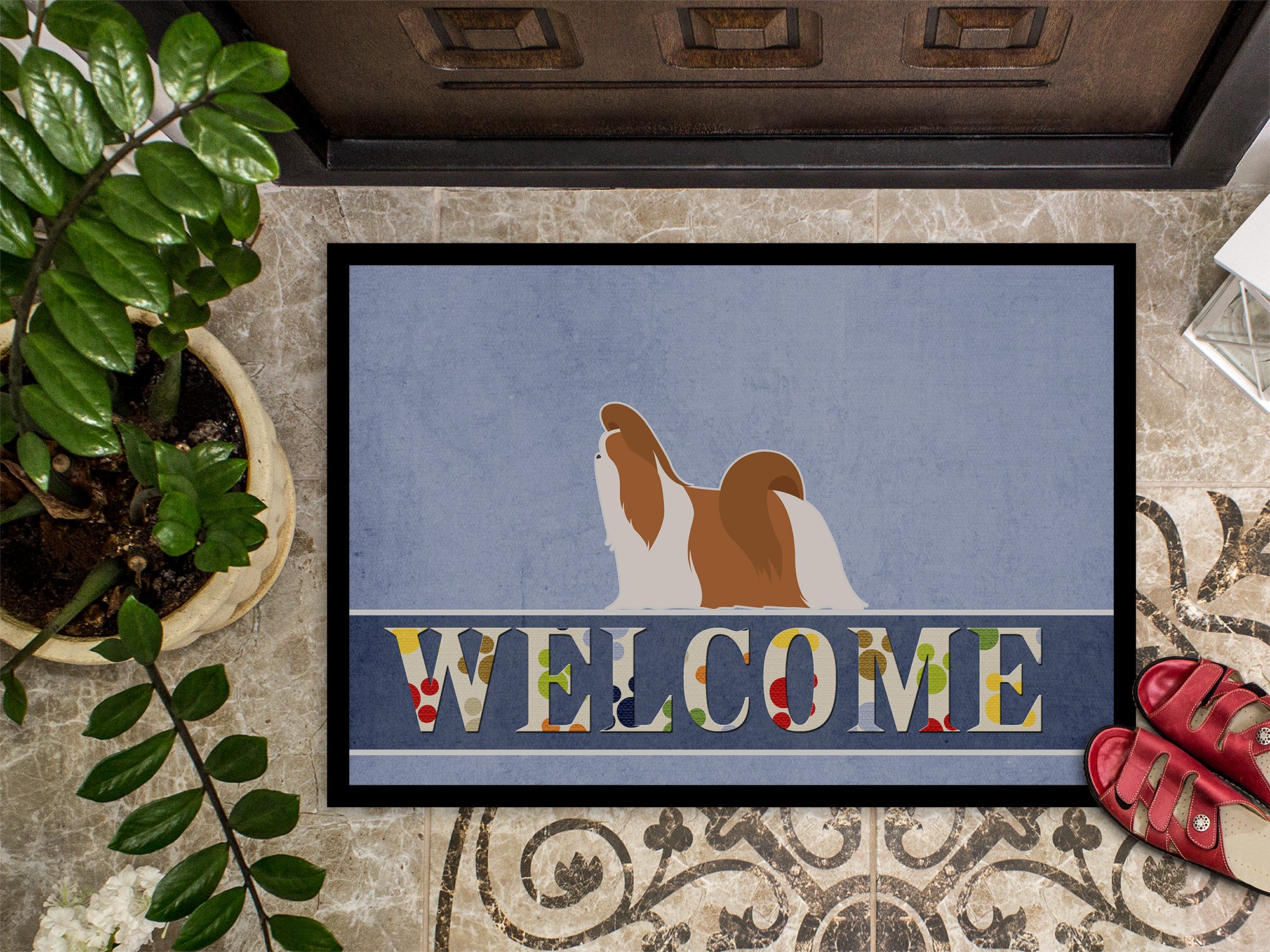 Shih Tzu Welcome Indoor or Outdoor Mat 18x27 BB5550MAT - the-store.com