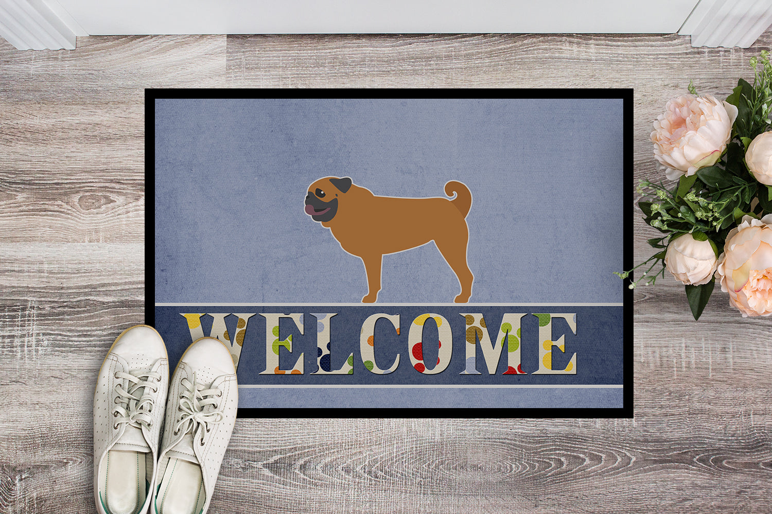 Pug Welcome Indoor or Outdoor Mat 18x27 BB5551MAT - the-store.com