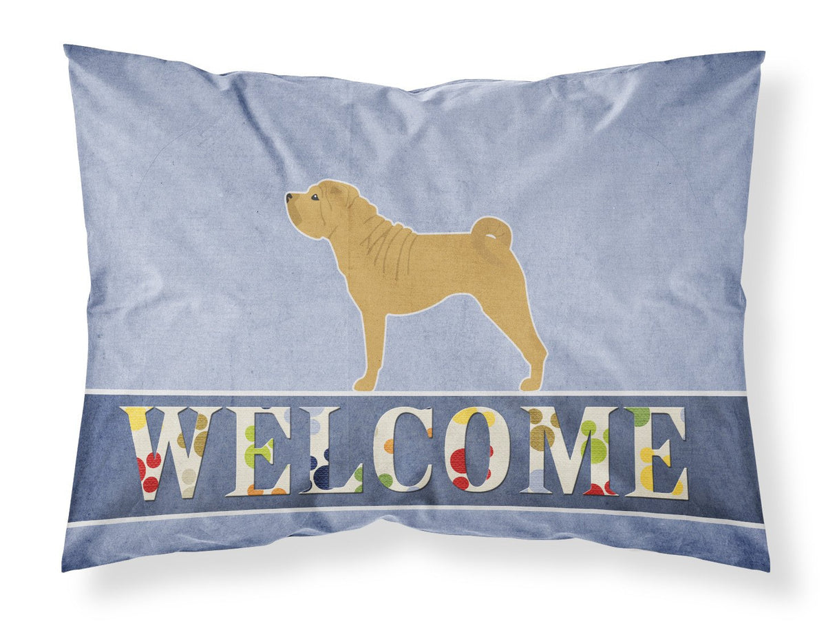 Shar Pei Merry Welcome Fabric Standard Pillowcase BB5556PILLOWCASE by Caroline&#39;s Treasures