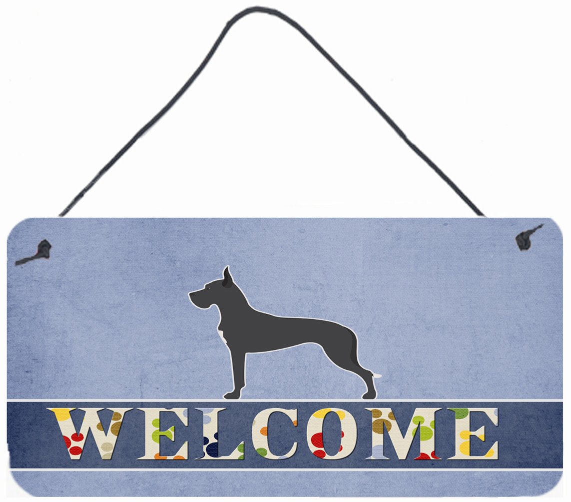 Great Dane Welcome Wall or Door Hanging Prints BB5579DS812 by Caroline&#39;s Treasures