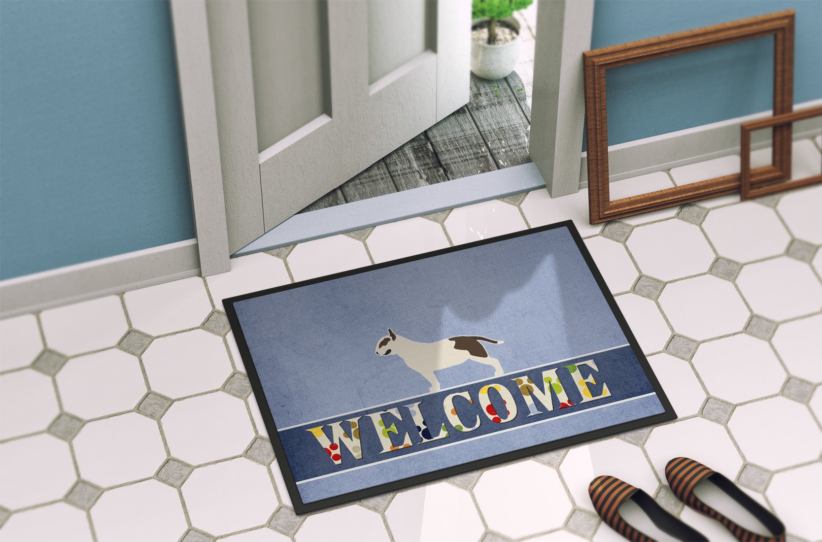 Bull Terrier Welcome Indoor or Outdoor Mat 24x36 BB5582JMAT by Caroline's Treasures