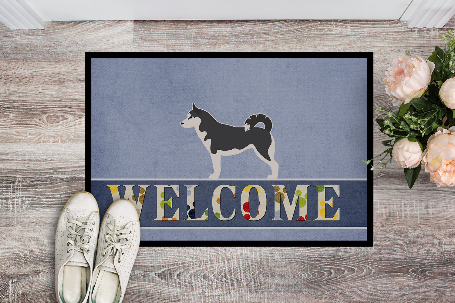 Siberian Husky Welcome Indoor or Outdoor Mat 18x27 BB5584MAT - the-store.com