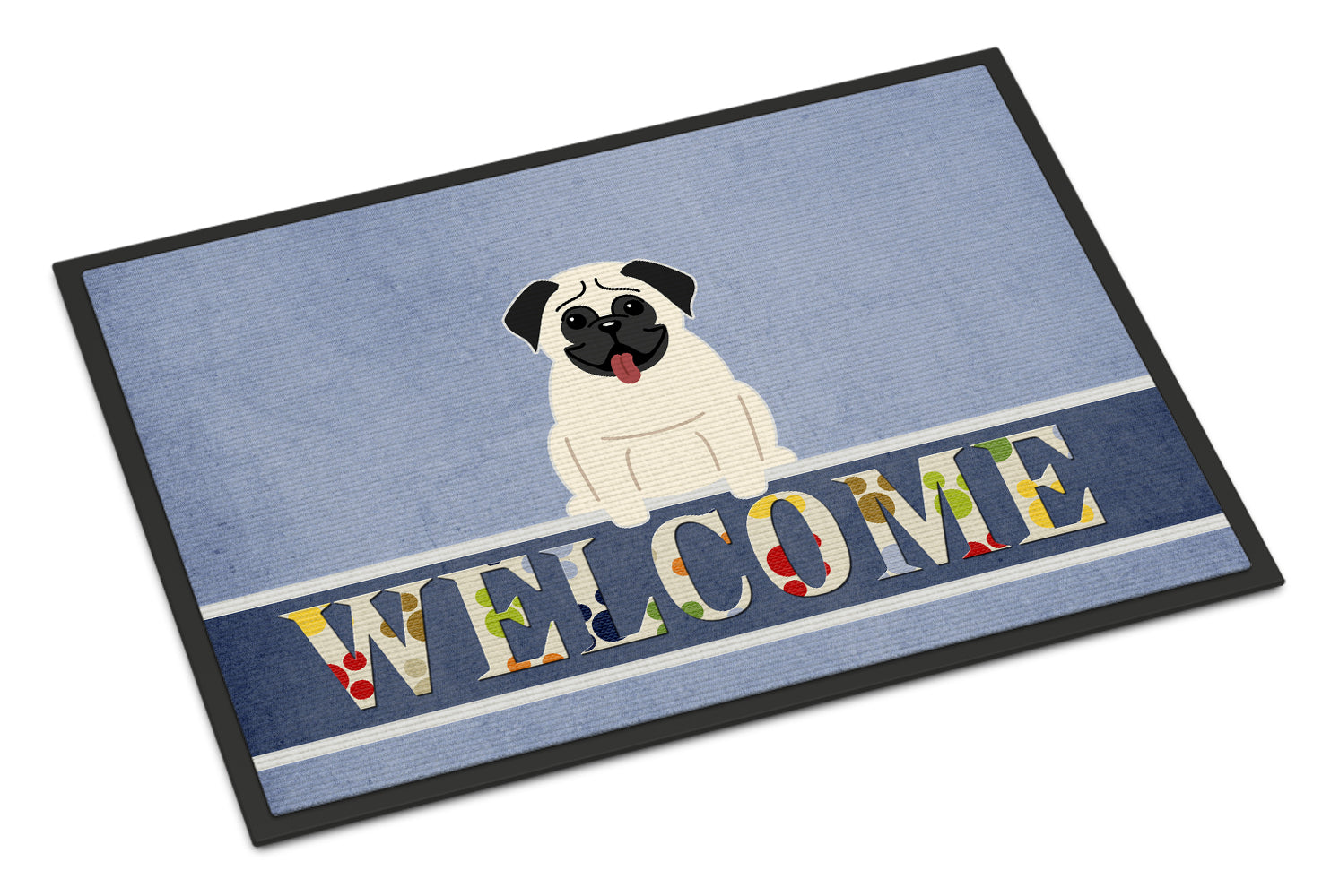 Pug Cream Welcome Indoor or Outdoor Mat 18x27 BB5585MAT - the-store.com