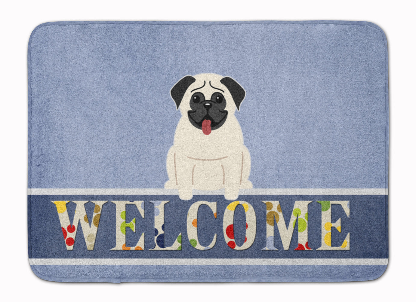 Pug Cream Welcome Machine Washable Memory Foam Mat BB5585RUG - the-store.com