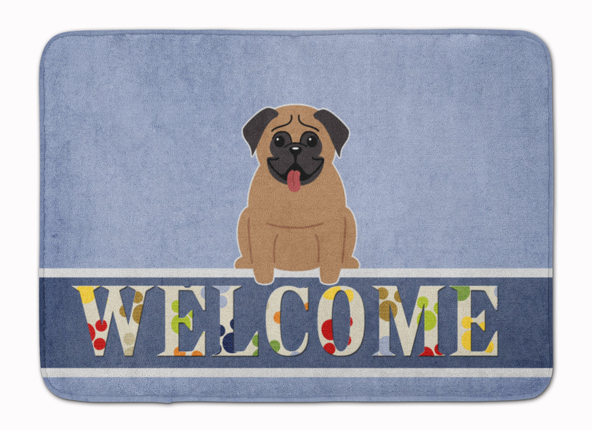 Pug Brown Welcome Machine Washable Memory Foam Mat BB5586RUG - the-store.com