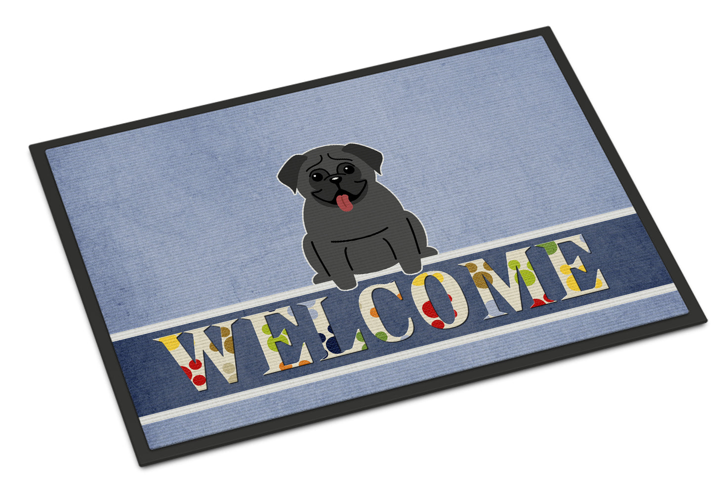 Pug Black Welcome Indoor or Outdoor Mat 18x27 BB5587MAT - the-store.com