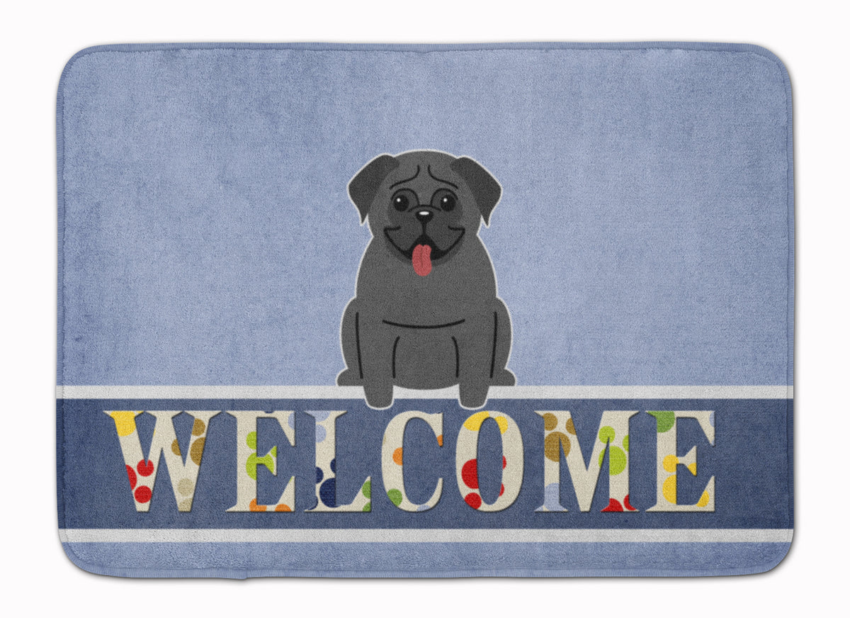 Pug Black Welcome Machine Washable Memory Foam Mat BB5587RUG - the-store.com