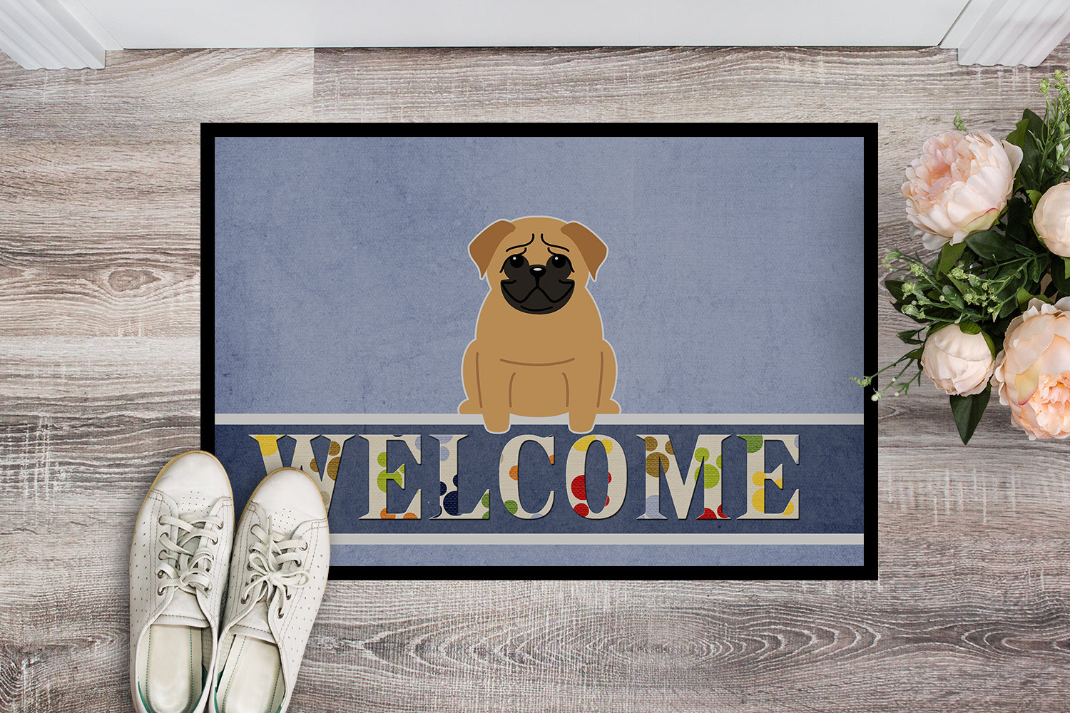 Pug Brown Welcome Indoor or Outdoor Mat 18x27 BB5588MAT - the-store.com