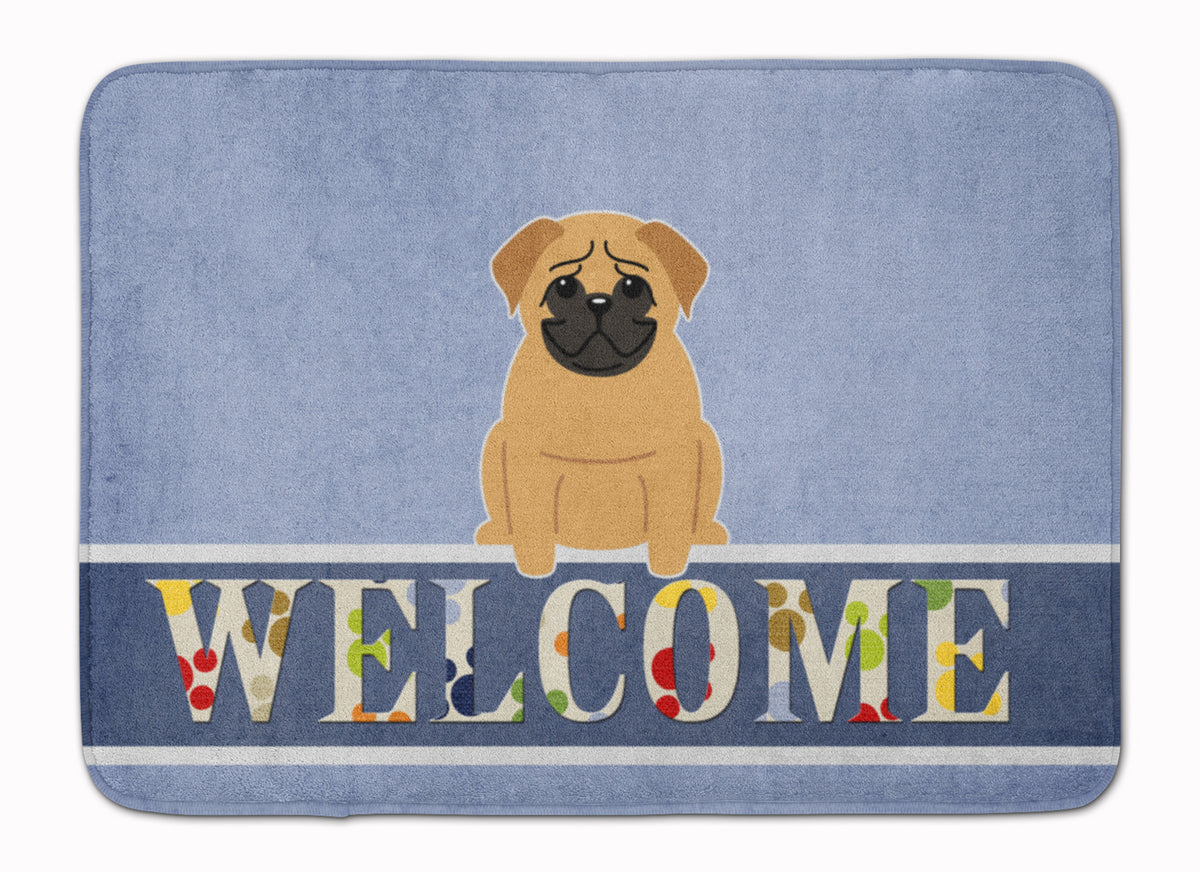 Pug Brown Welcome Machine Washable Memory Foam Mat BB5588RUG - the-store.com