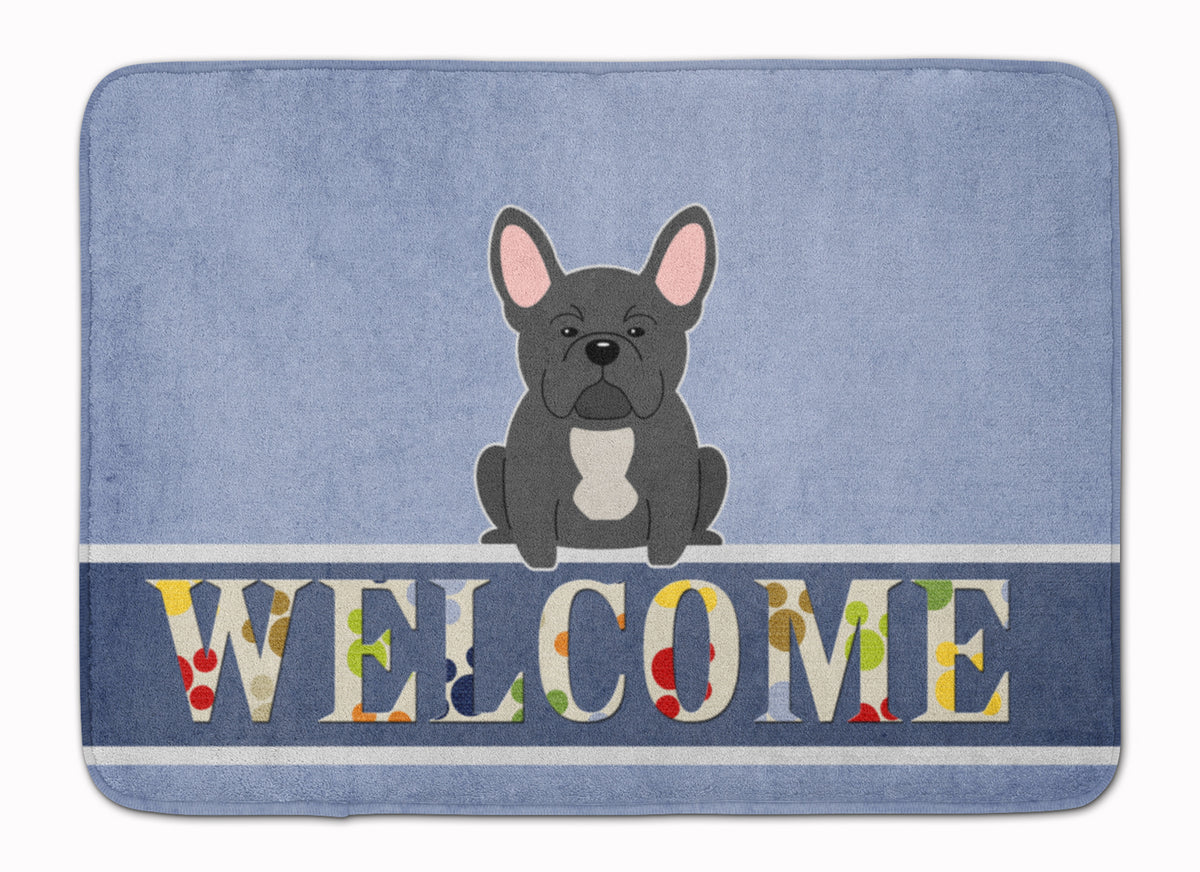 French Bulldog Black Welcome Machine Washable Memory Foam Mat BB5595RUG - the-store.com