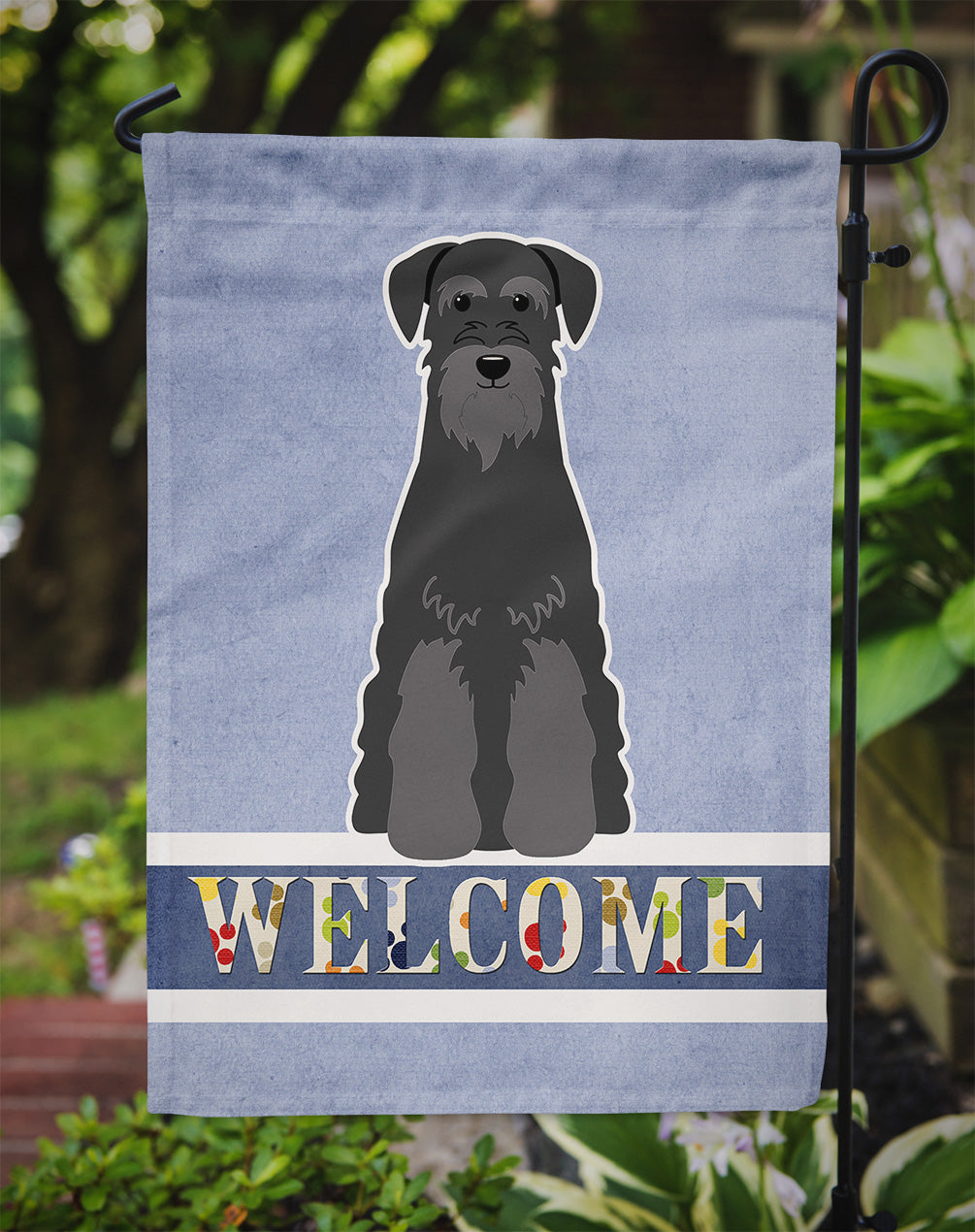 Standard Schnauzer Black Welcome Flag Garden Size BB5613GF  the-store.com.