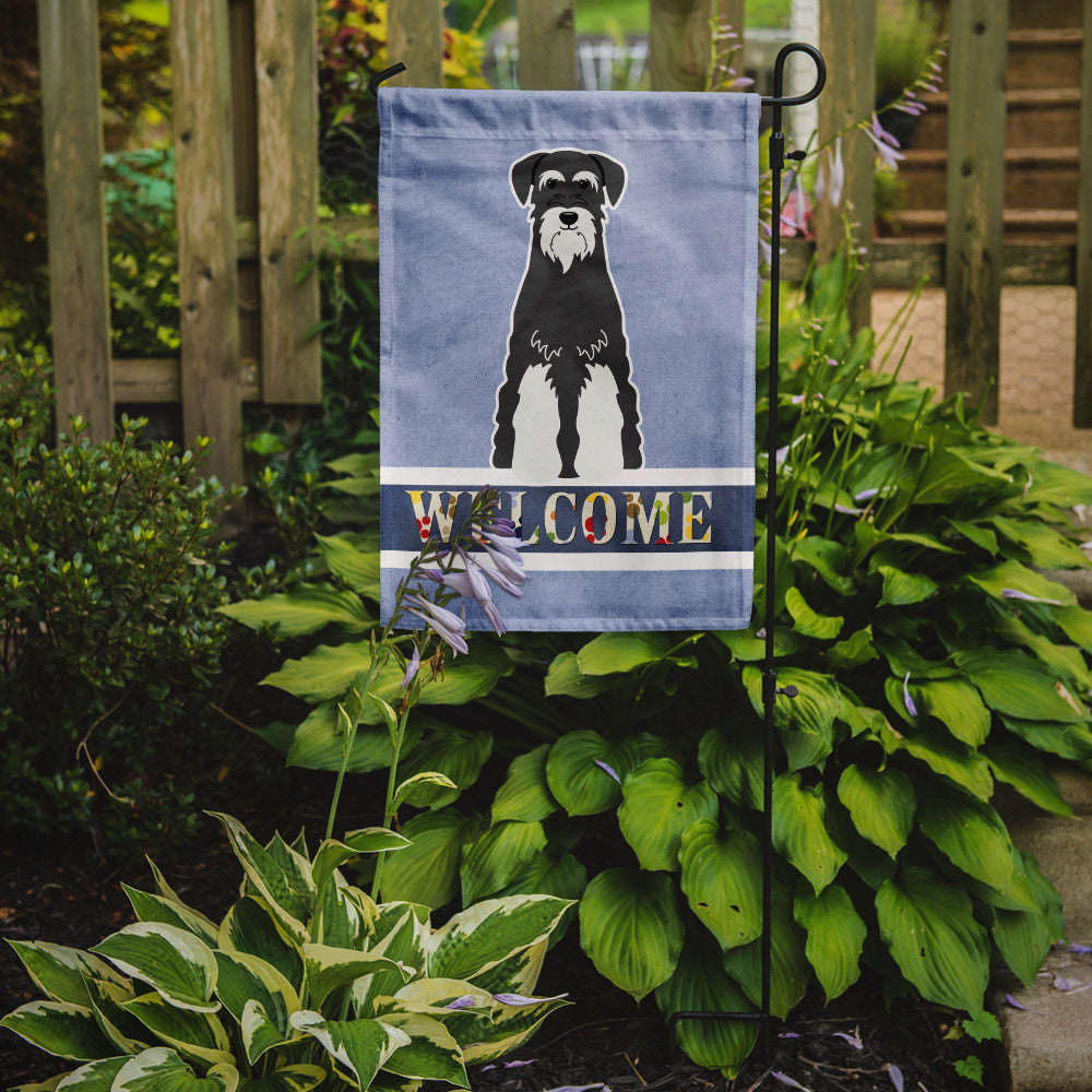 Standard Schnauzer Salt and Pepper Welcome Flag Garden Size BB5614GF  the-store.com.