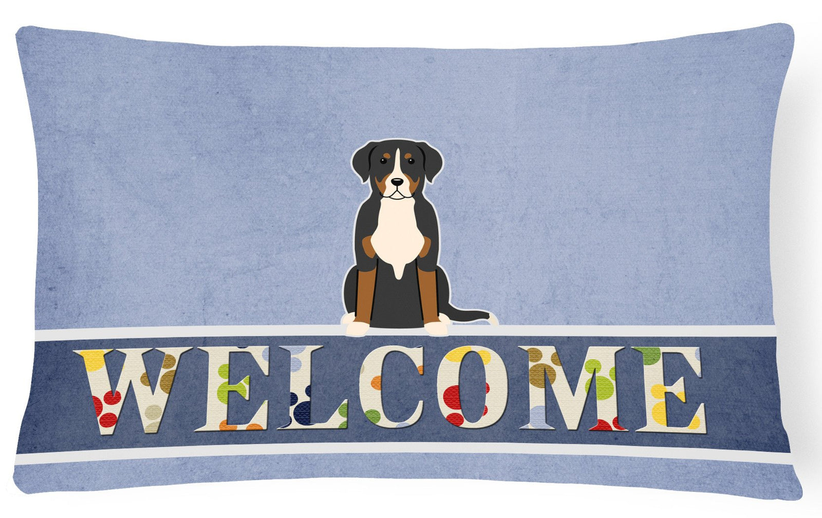 Greater Swiss Mountain Dog Welcome Canvas Fabric Decorative Pillow BB5618PW1216 by Caroline's Treasures