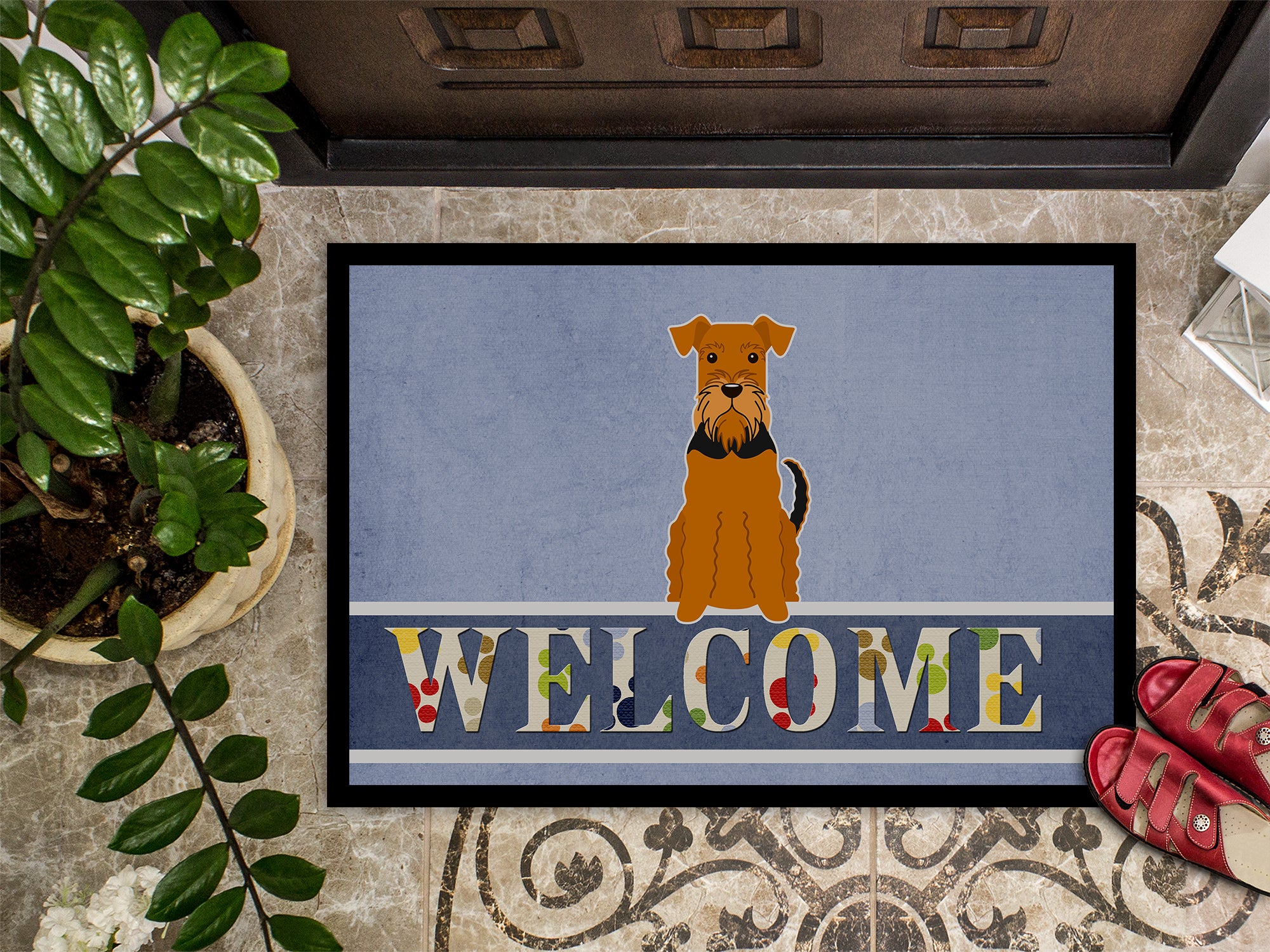 Airedale Welcome Indoor or Outdoor Mat 18x27 BB5622MAT - the-store.com