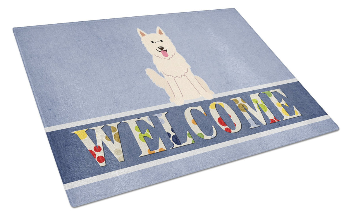 White German Shepherd Welcome Glass Cutting Board Large BB5626LCB by Caroline&#39;s Treasures