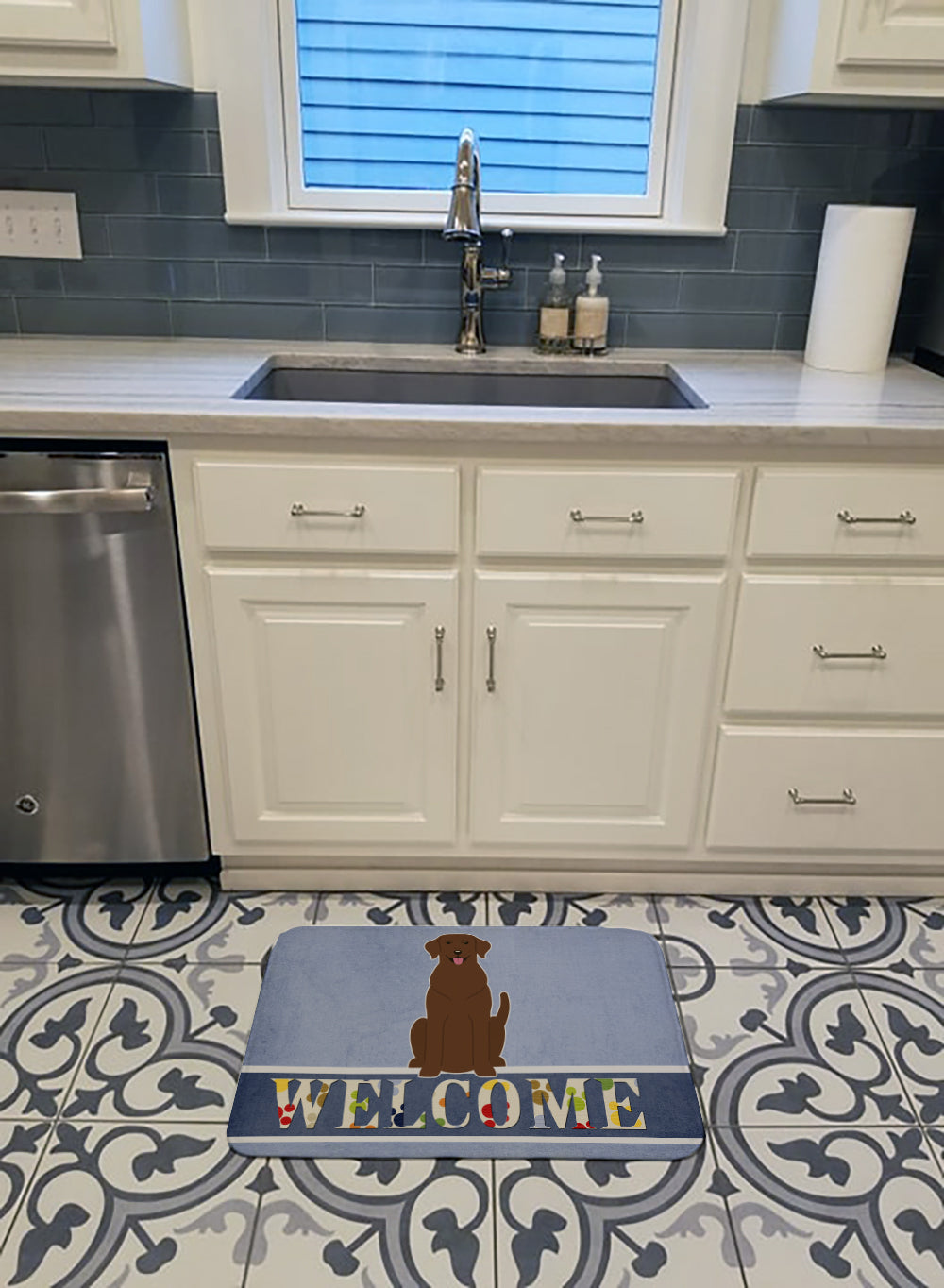 Chocolate Labrador Welcome Machine Washable Memory Foam Mat BB5637RUG - the-store.com