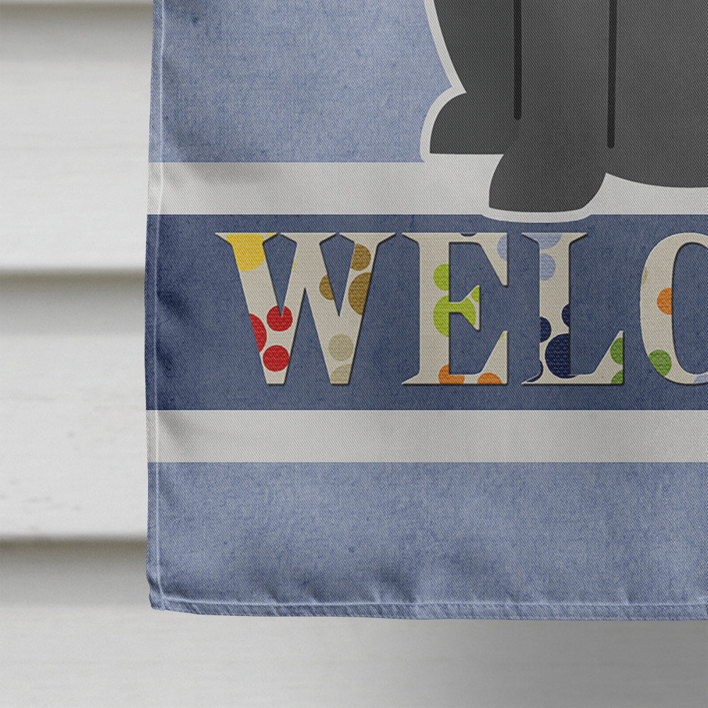 Black Labrador Welcome Flag Canvas House Size BB5638CHF  the-store.com.