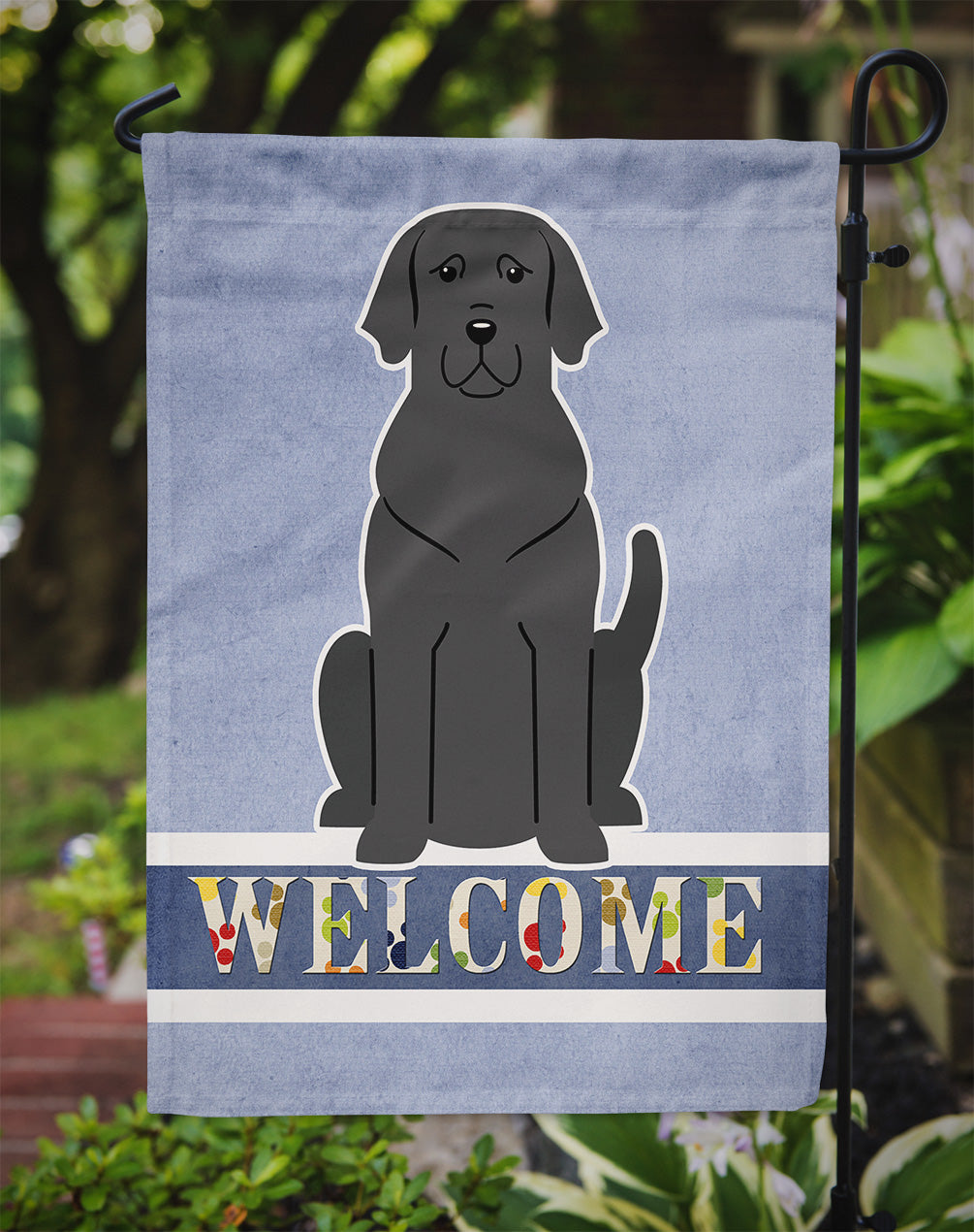 Black Labrador Welcome Flag Garden Size BB5638GF  the-store.com.