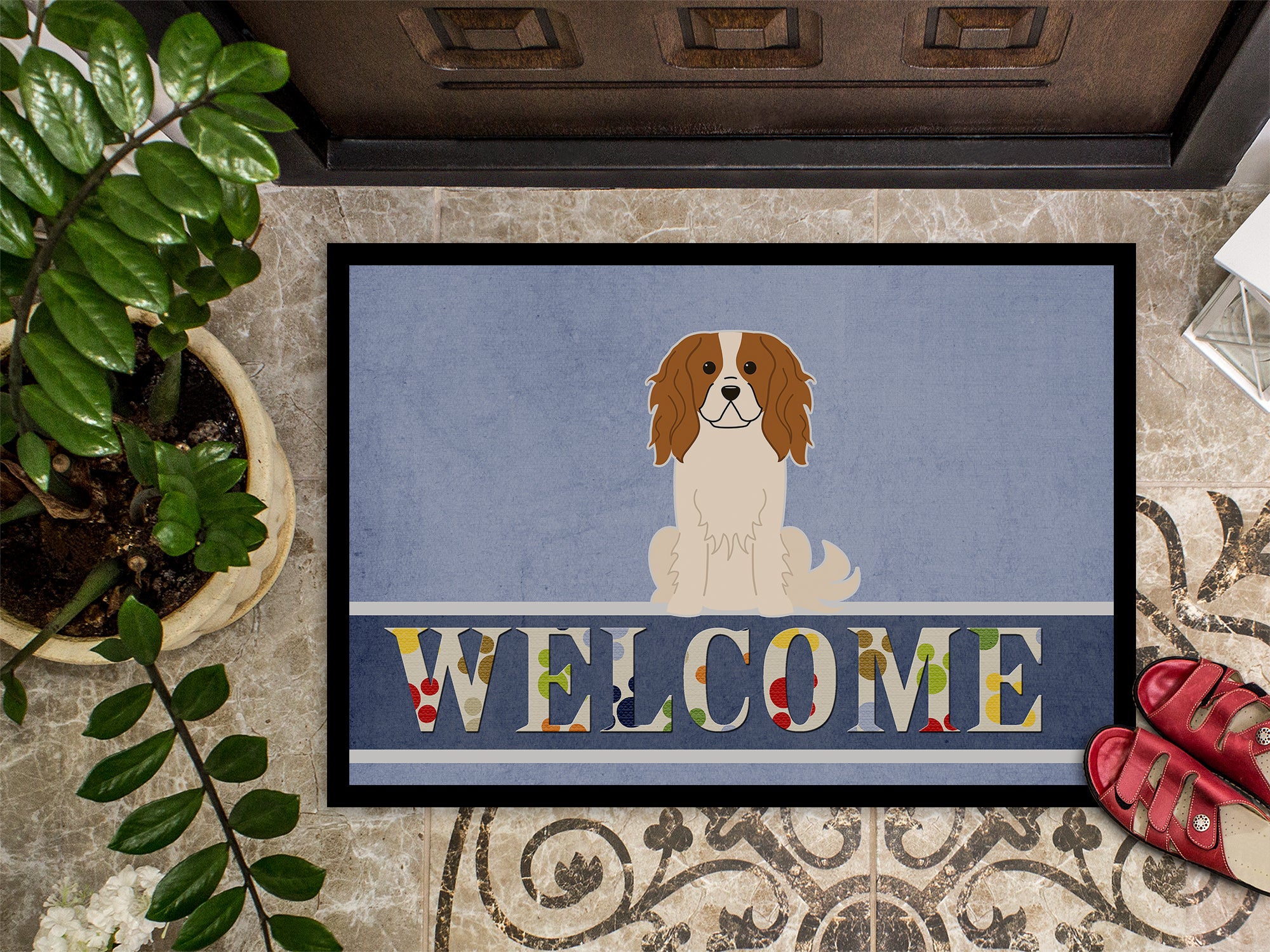 Cavalier Spaniel Welcome Indoor or Outdoor Mat 18x27 BB5639MAT - the-store.com