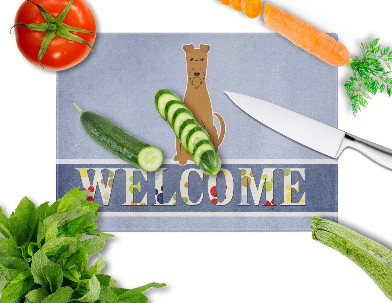 Irish Terrier Welcome Glass Cutting Board Large BB5643LCB by Caroline's Treasures