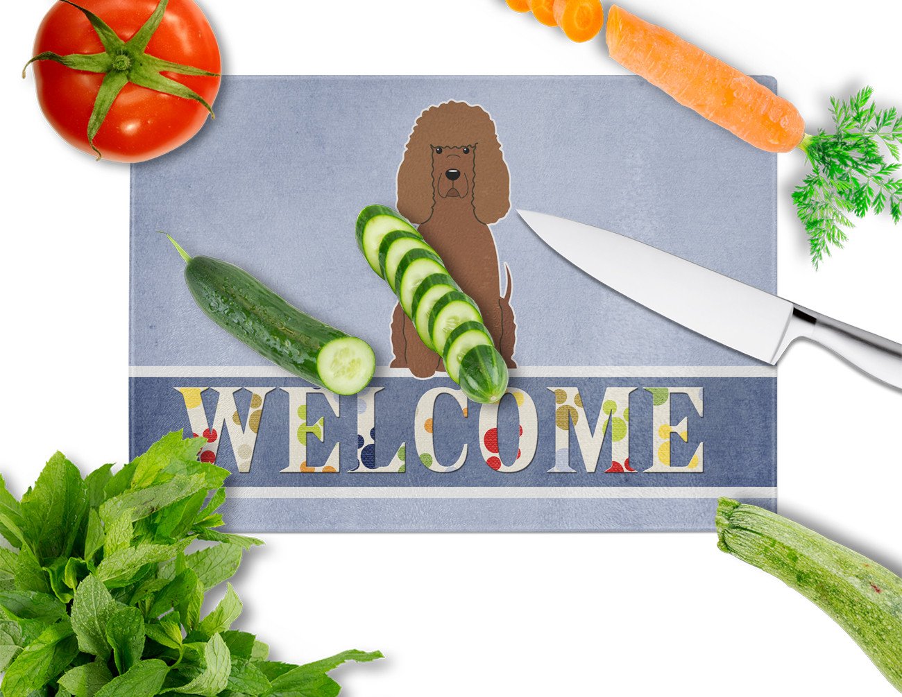 Irish Water Spaniel Welcome Glass Cutting Board Large BB5644LCB by Caroline's Treasures