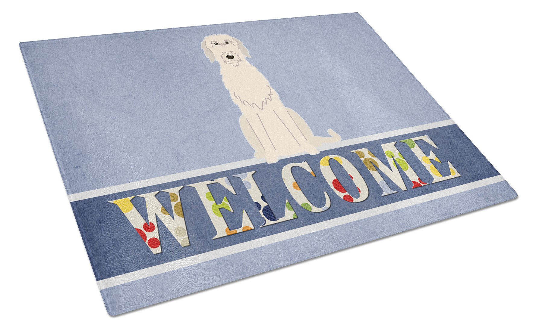 Irish Wolfhound Welcome Glass Cutting Board Large BB5646LCB by Caroline's Treasures