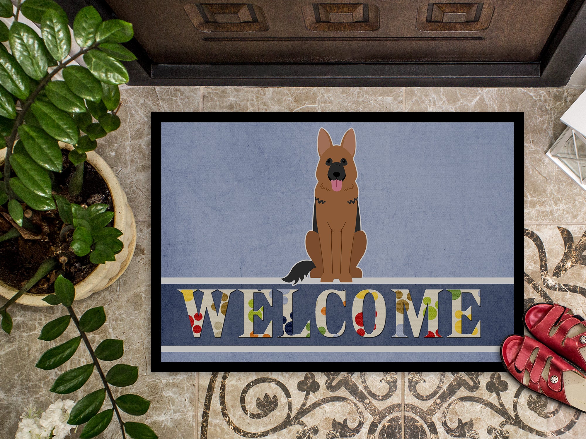 German Shepherd Welcome Indoor or Outdoor Mat 18x27 BB5648MAT - the-store.com