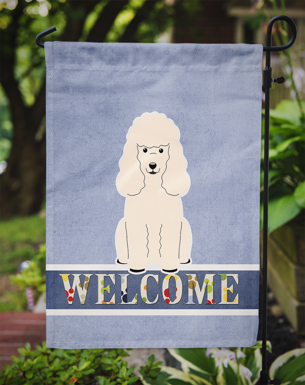 Poodle White Welcome Flag Garden Size BB5651GF  the-store.com.