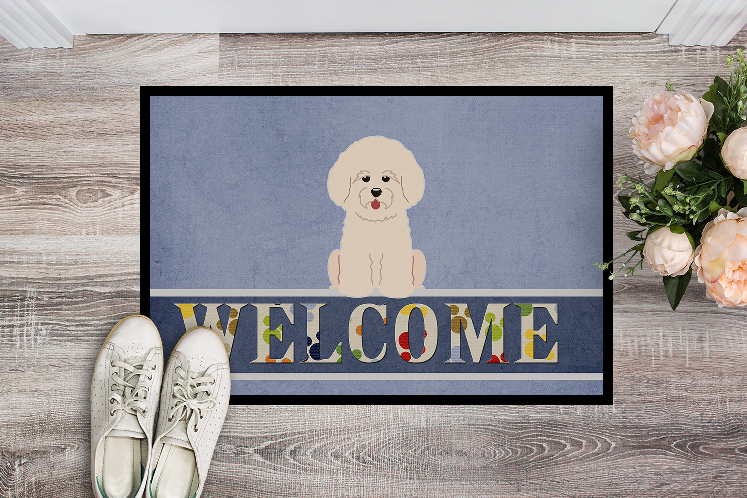 Bichon Frise Welcome Indoor or Outdoor Mat 18x27 BB5656MAT - the-store.com