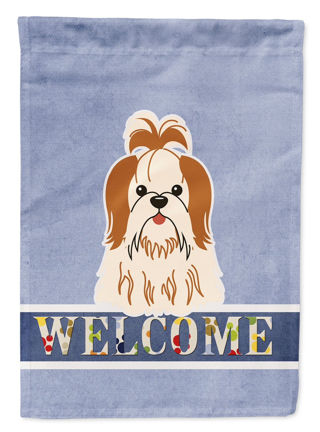 Shih Tzu Red White Welcome Flag Garden Size BB5668GF  the-store.com.