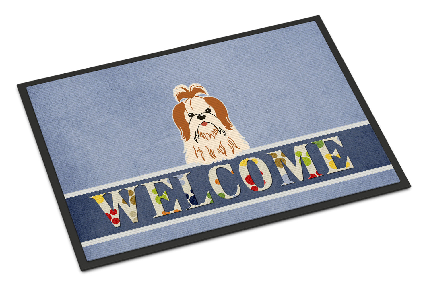 Shih Tzu Red White Welcome Indoor or Outdoor Mat 18x27 BB5668MAT - the-store.com