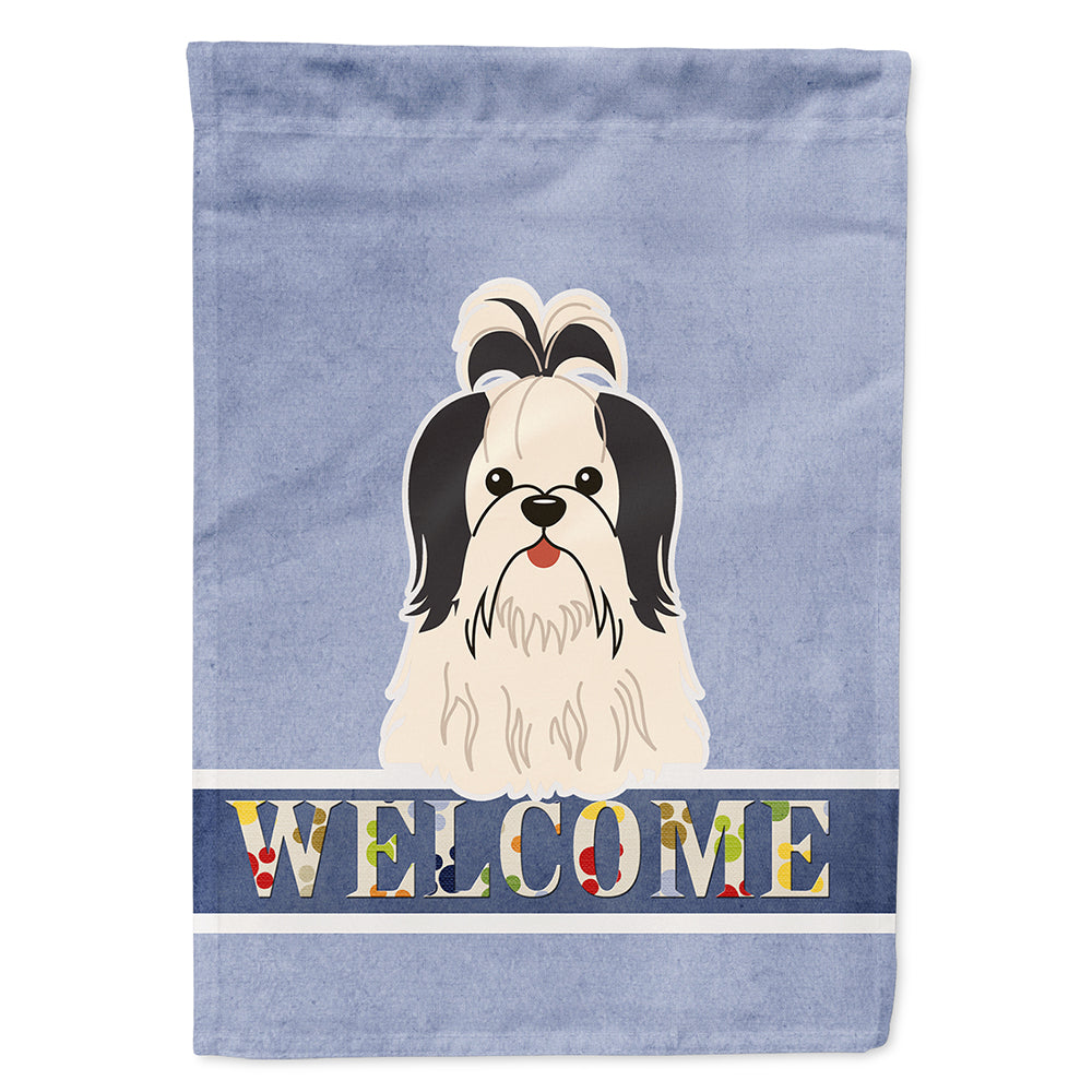 Shih Tzu Black White Welcome Flag Canvas House Size BB5669CHF  the-store.com.